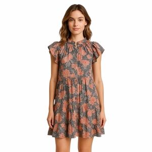 Anthropologie Steele Womens XS Floral Ruffle Peasant Midi Dress Cottagecore Boho